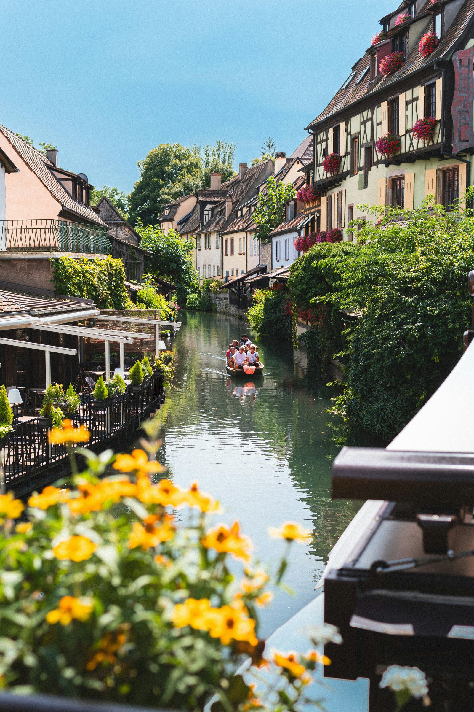 Vakwerkhuizen aan het water in Colmar in de Elzas